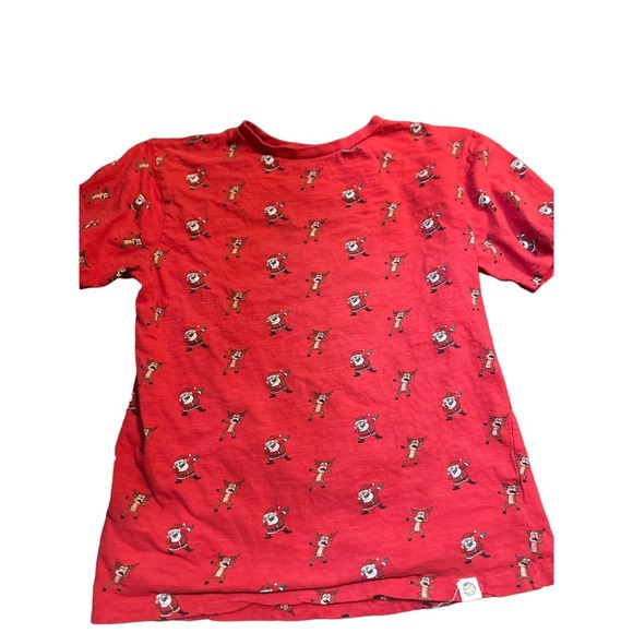 Boys - Free Planet  Red Santa and Rudolph Dabbing Tee Shirt Size Large - Picture 1 of 1